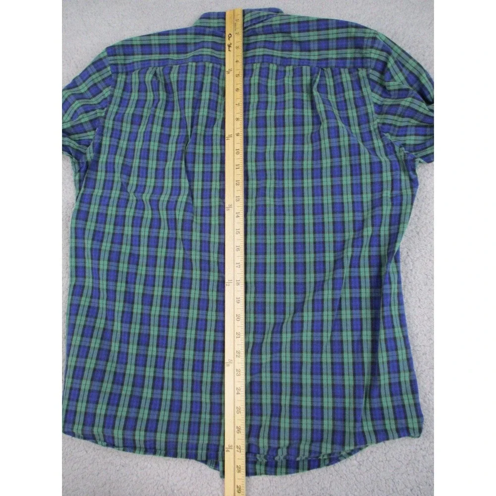 J. Crew Shirt‎ Mens Medium Blue Green Plaid Slim Fit Button Down Long Sleeve